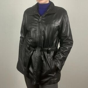Kathy Ireland Black Leather Jacket Vintage Sz XL